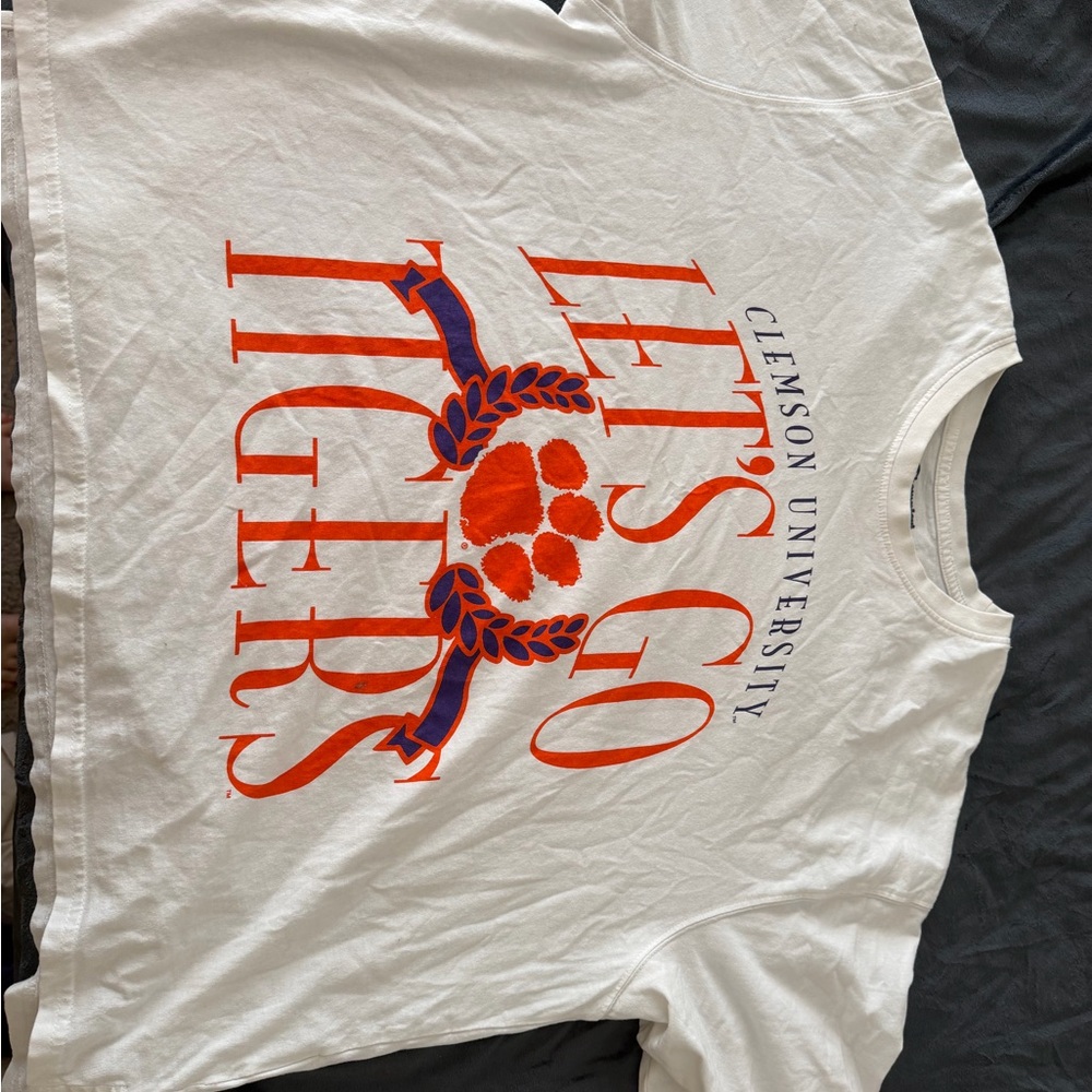 Women’s L Champion Clemson University Dog Shirt - White and Orange